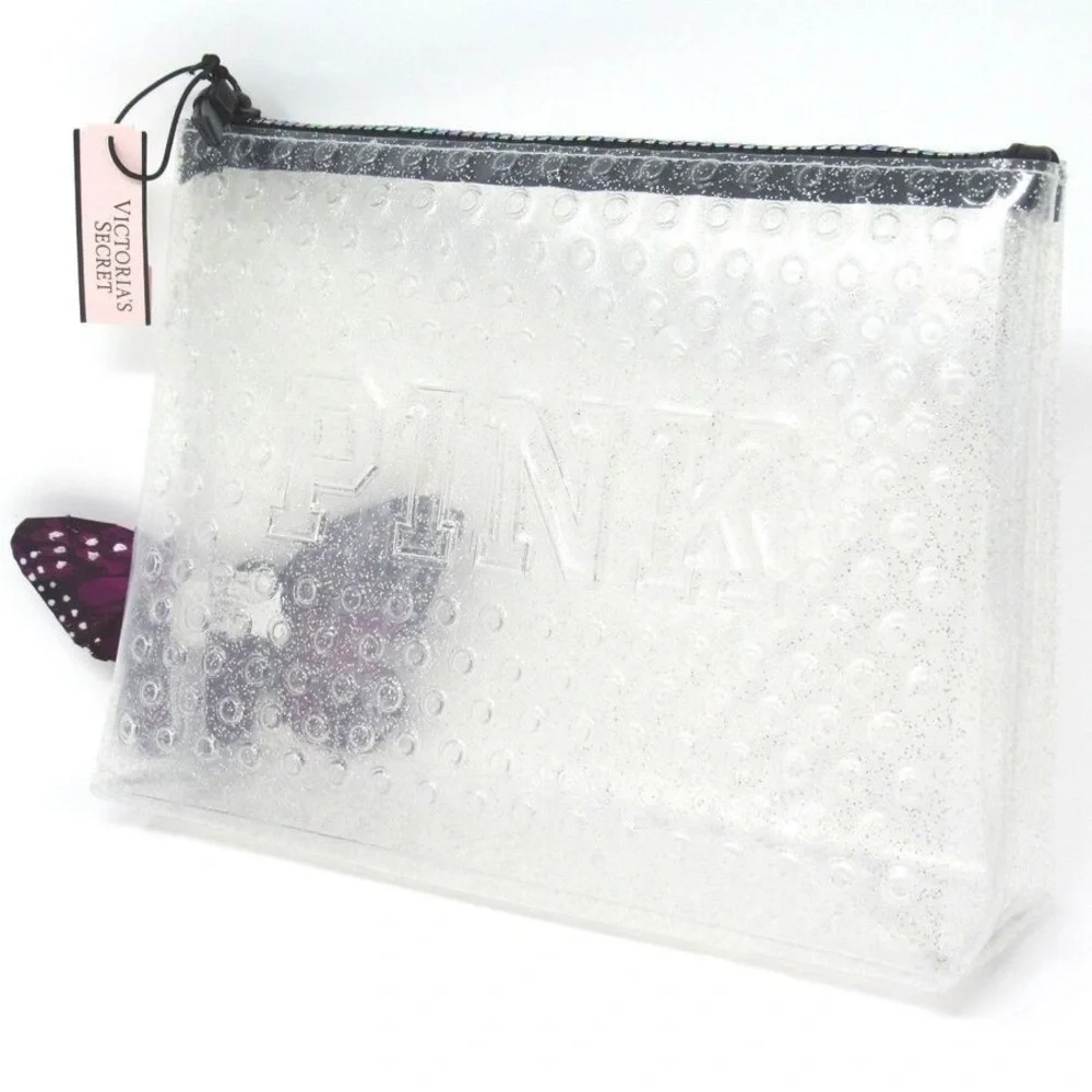 Victoria's Secret PINK Transparent Bubble Pouch Makeup Cosmetic 6063-Clear‎